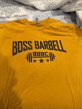 Next Level Apparel Mustard Yellow 'Boss Barbell' Crew Tee